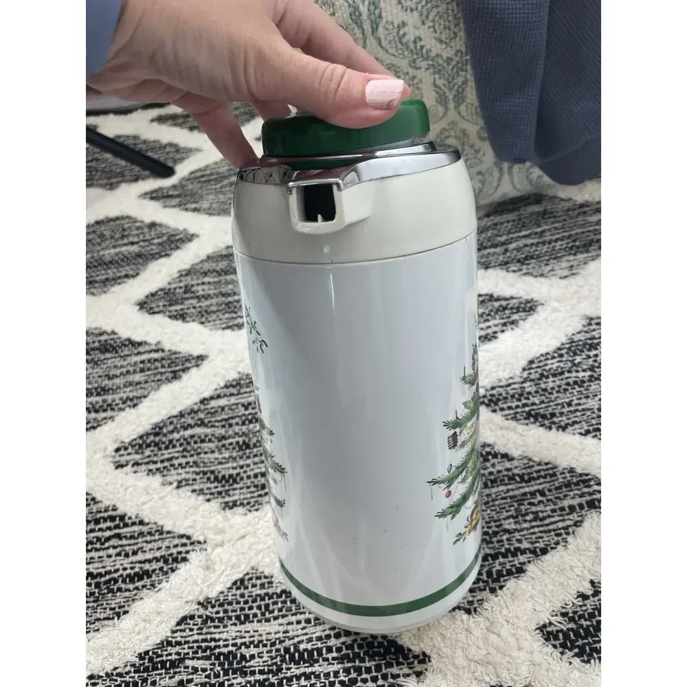 Vintage Spode Christmas Tree Thermal Carafe Thermos Pot Coffee Tea Hot Water